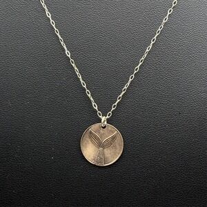 Sterling Silver Mermaid Tail Design Coin Pendant Chain Necklace 20" READ